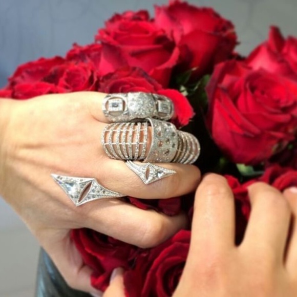 One-of-a-Kind LOREE RODKIN Ruby Bondage Ring 18K Black Rhodium Gold - Picture 3 of 16